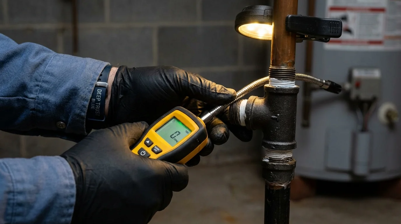 Gas leak detection with electronic sniffer by Johns Plumbing LLC in Naples