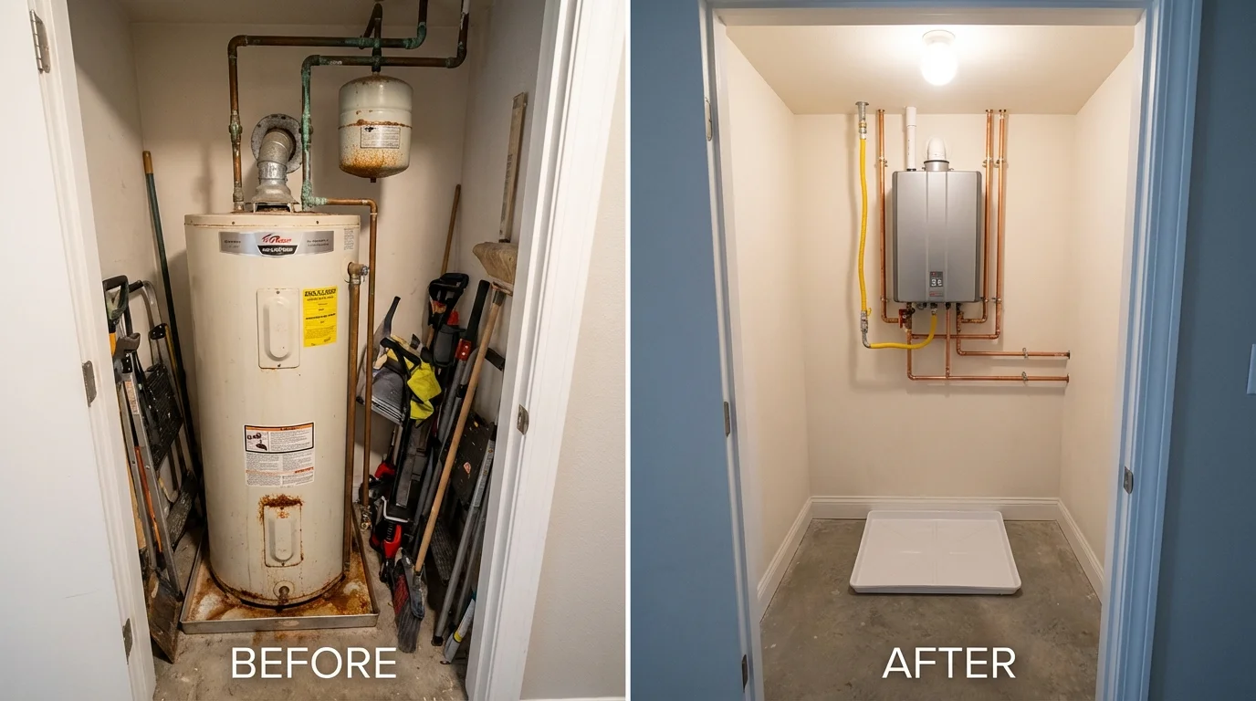 Tank water heater versus wall-mounted tankless unit comparison for Naples, FL homeowners