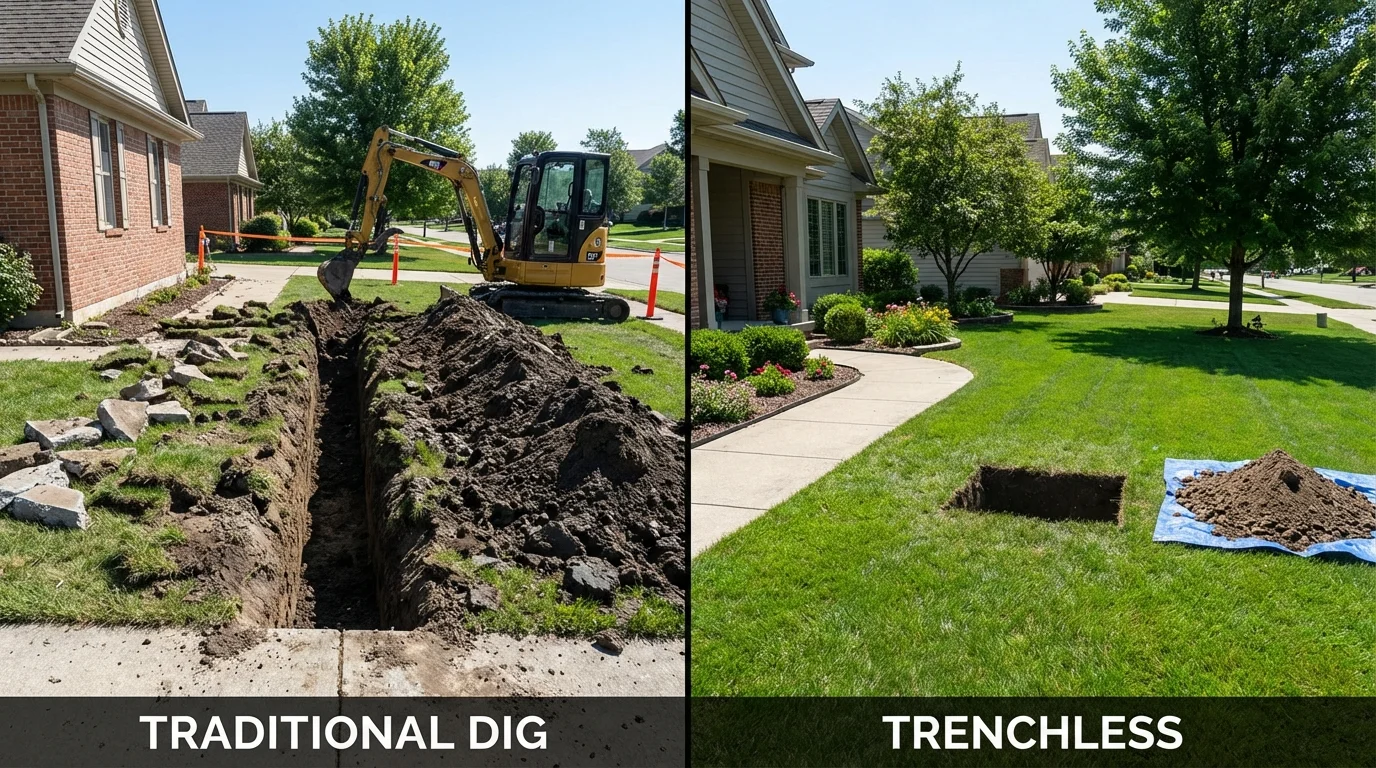 Trenchless sewer repair with minimal yard damage versus traditional excavation in Naples, FL